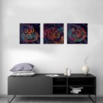 Modern Arabic Wall Decor Calligraphy Canvas Art Stretched Ready to Hang 3 Piece - 03