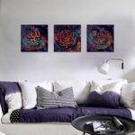 Modern Arabic Wall Decor Calligraphy Canvas Art Stretched Ready to Hang 3 Piece - 04