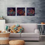 Modern Arabic Wall Decor Calligraphy Canvas Art Stretched Ready to Hang 3 Piece - 05
